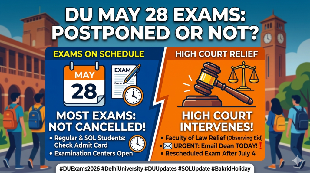 DU May 28 exam postponed